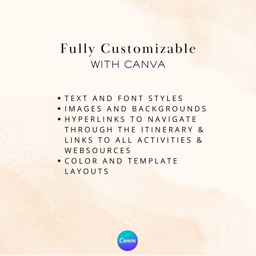Canva instructions for travel itinerary 