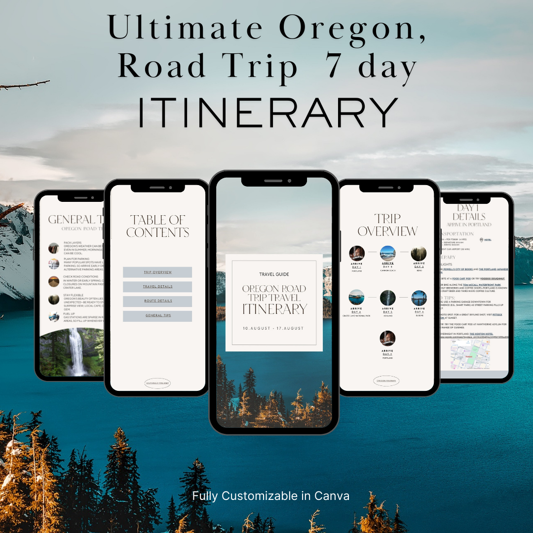 Oregon Road Trip downloadable and editable itinerary